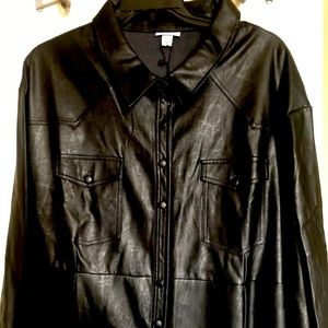 Neon Rose Plus Midi shirt dress in faux leather!